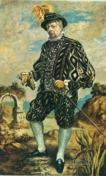  Chirico Arte - Autorretrato en traje negro Giorgio de Chirico Surrealismo metafísico.